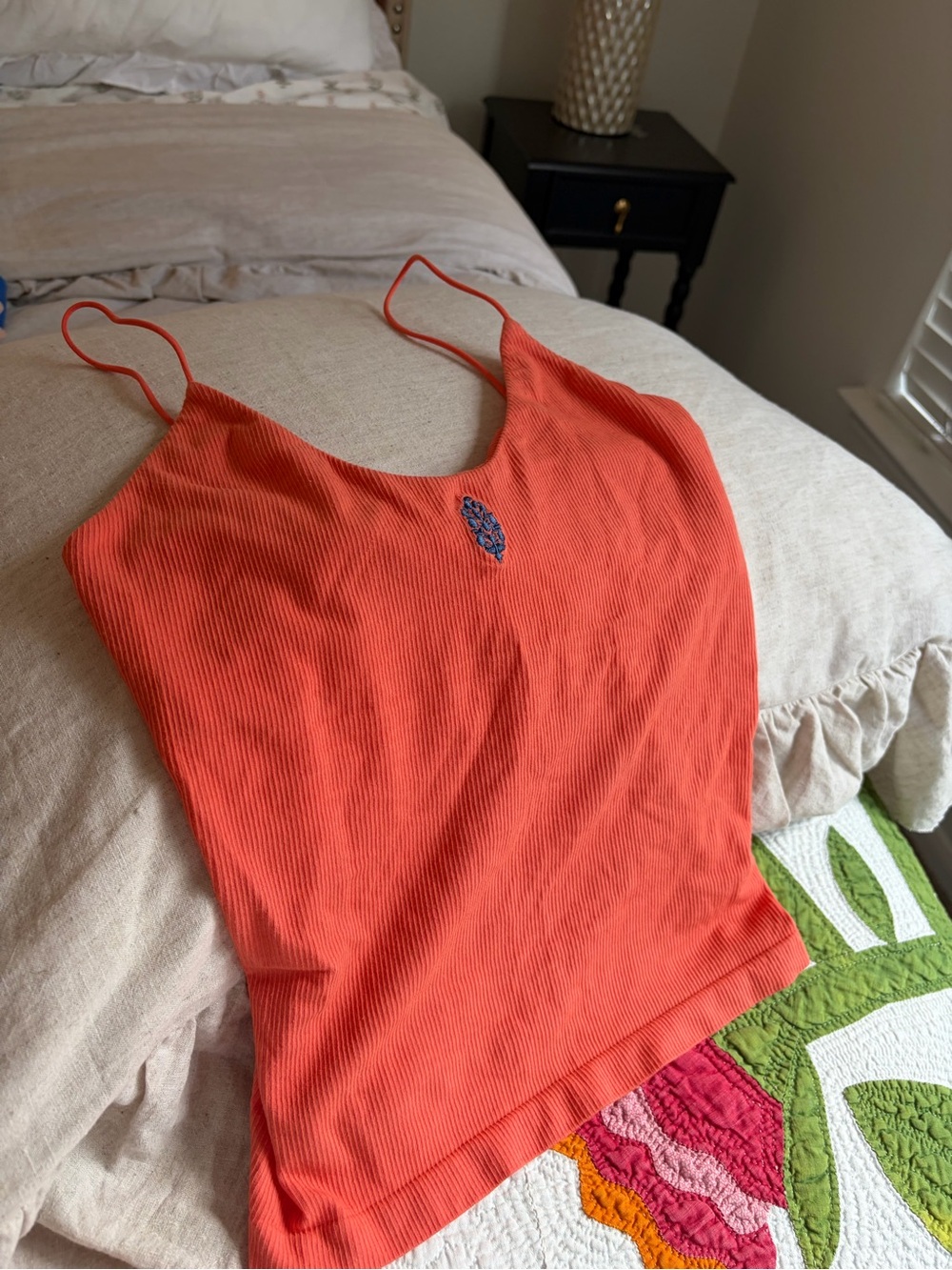 Free People Ribbed Spaghetti Strap Camisole in Orange